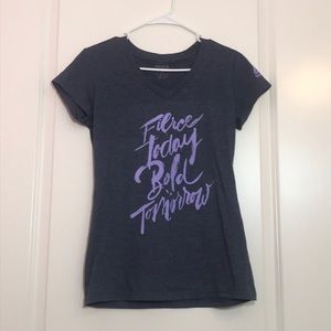 Women's Reebok Graphic VNeck TShirt - Gray/Purple